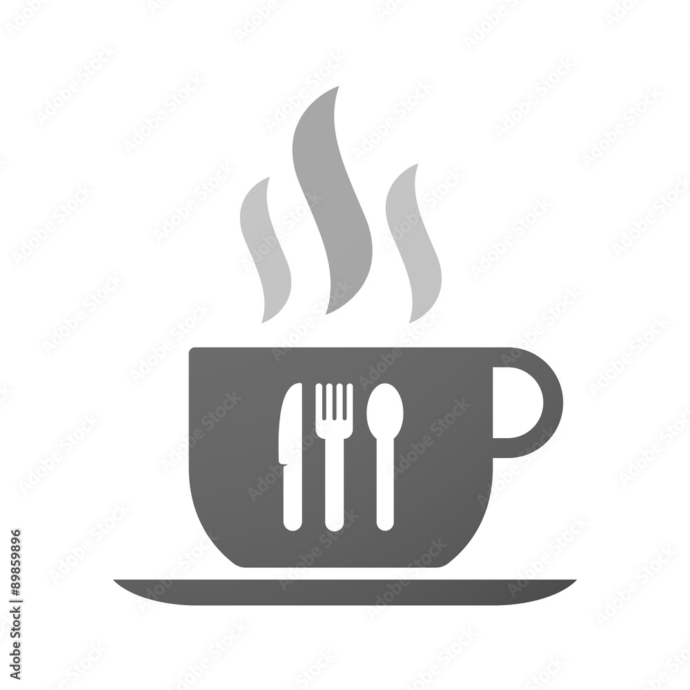 Cup of coffee icon with cutlery Cup of coffee icon with cutlery