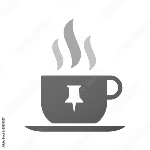 Cup of coffee icon  with a push pin