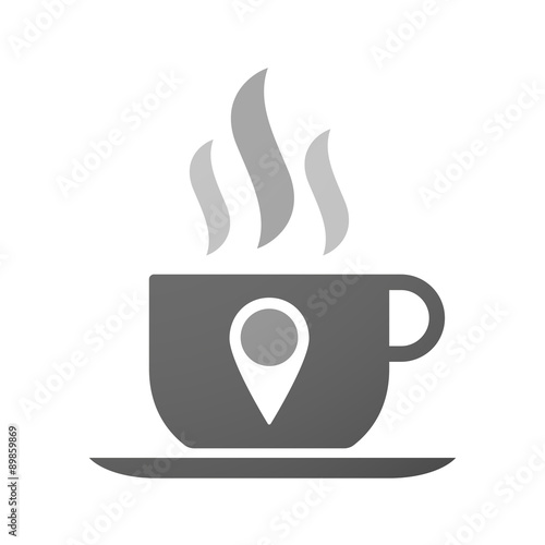 Cup of coffee icon  with a map mark