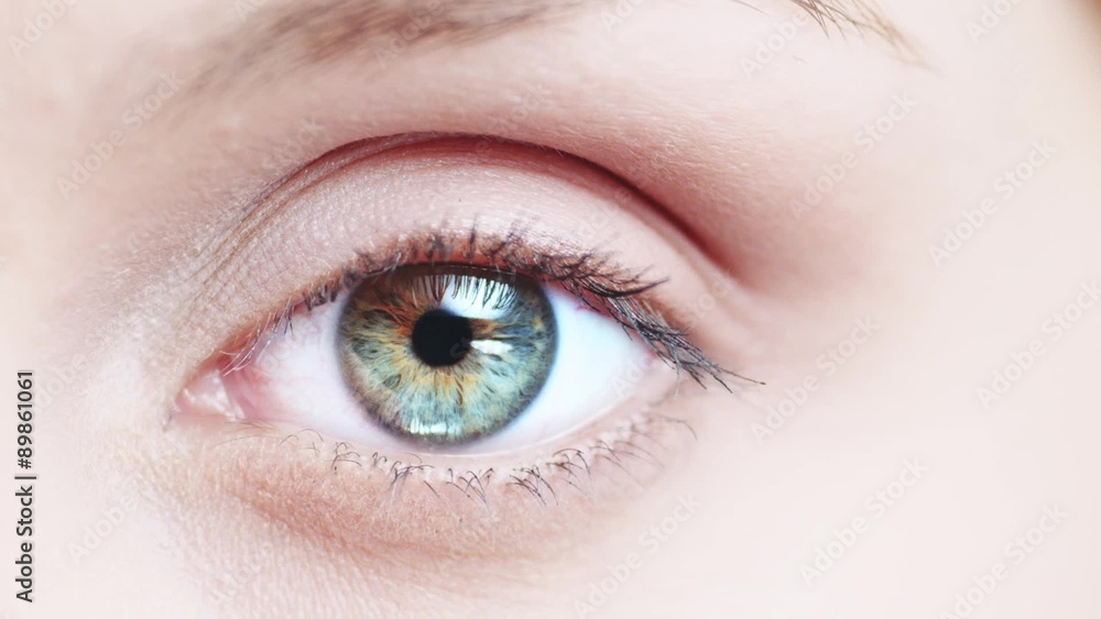Macro Close-up eye blinking. Slow Motion, 120 fps, Zoom. Young Woman is opening and closing her beautiful eye. Macro Close-up eye blinking. Slow Motion, 120 fps, Zoom. Young Woman is opening and closing her beautiful eye.