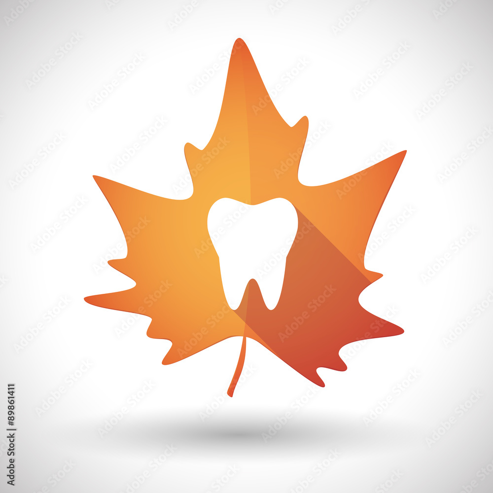Autumn leaf icon with a tooth Autumn leaf icon with a tooth