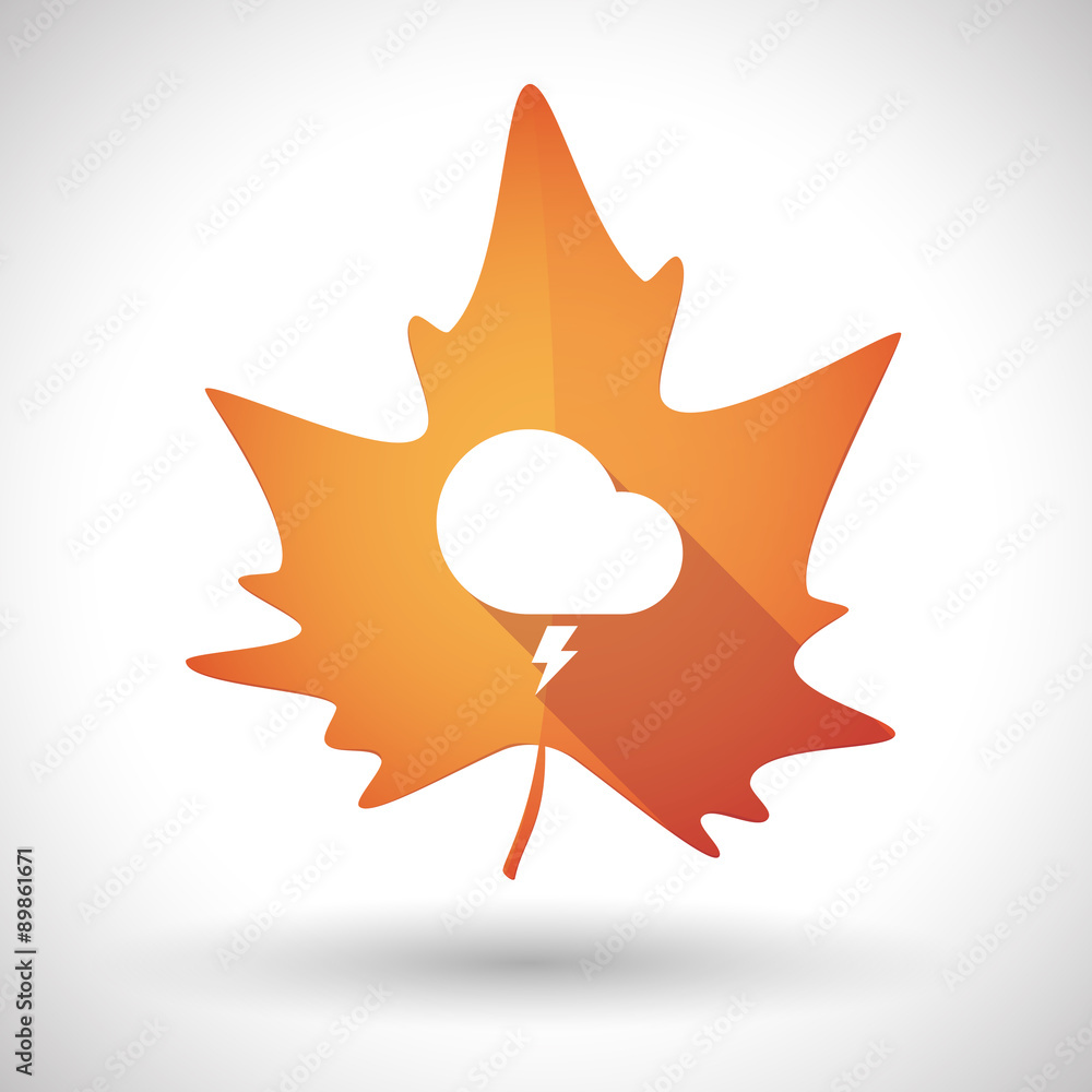 Autumn leaf icon with a stormy cloud Autumn leaf icon with a stormy cloud