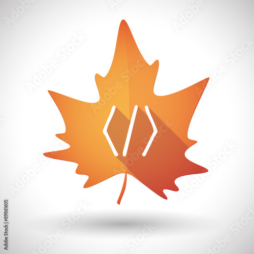 Autumn leaf icon with a code sign