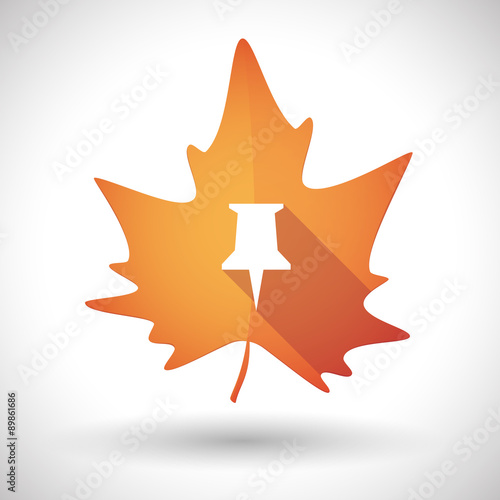 Autumn leaf icon with a push pin