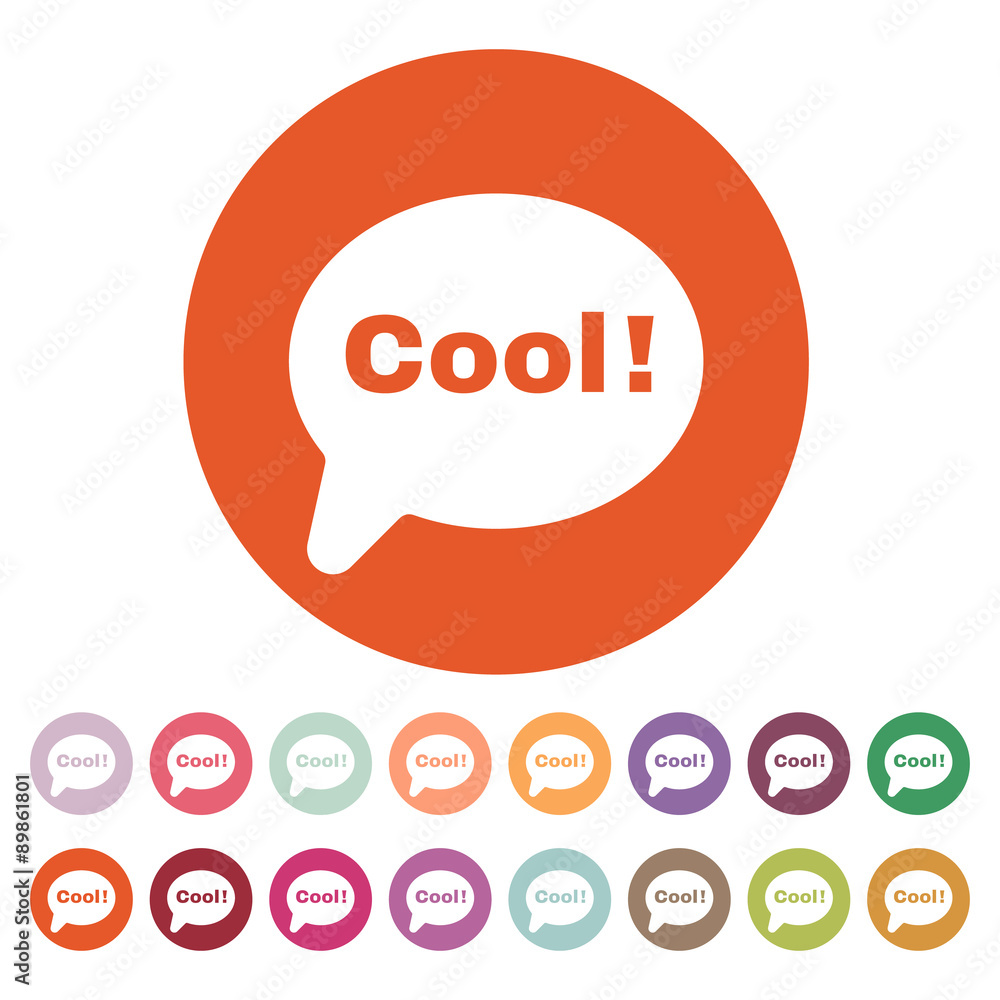 The speech bubble with the word cool icon. Internet and chat, online symbol. Flat The speech bubble with the word cool icon. Internet and chat, online symbol. Flat