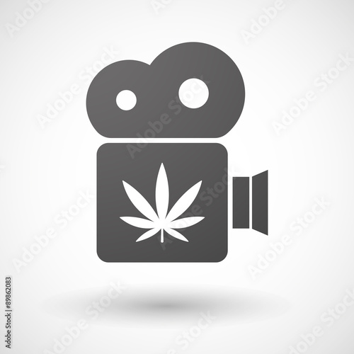 Cinema camera icon with a marijuana leaf