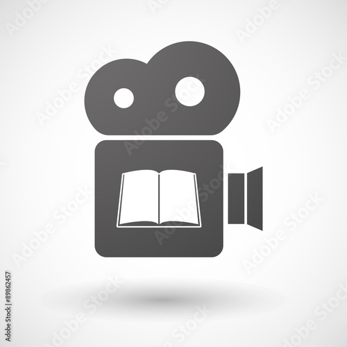 Cinema camera icon with a book