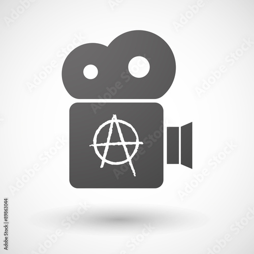 Cinema camera icon with an anarchy sign