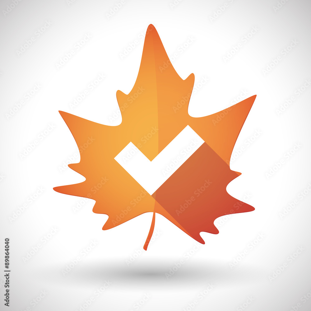 Autumn leaf icon with a check mark Autumn leaf icon with a check mark