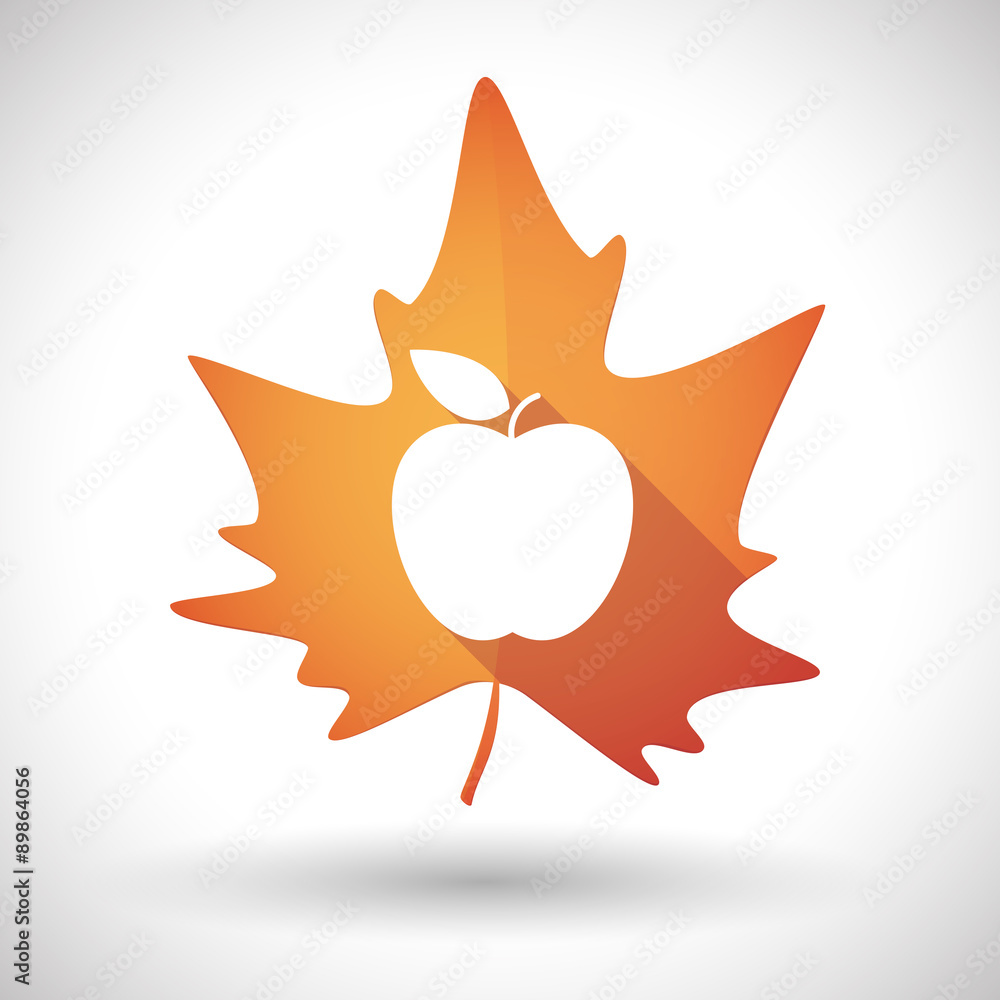 Autumn leaf icon with an apple
