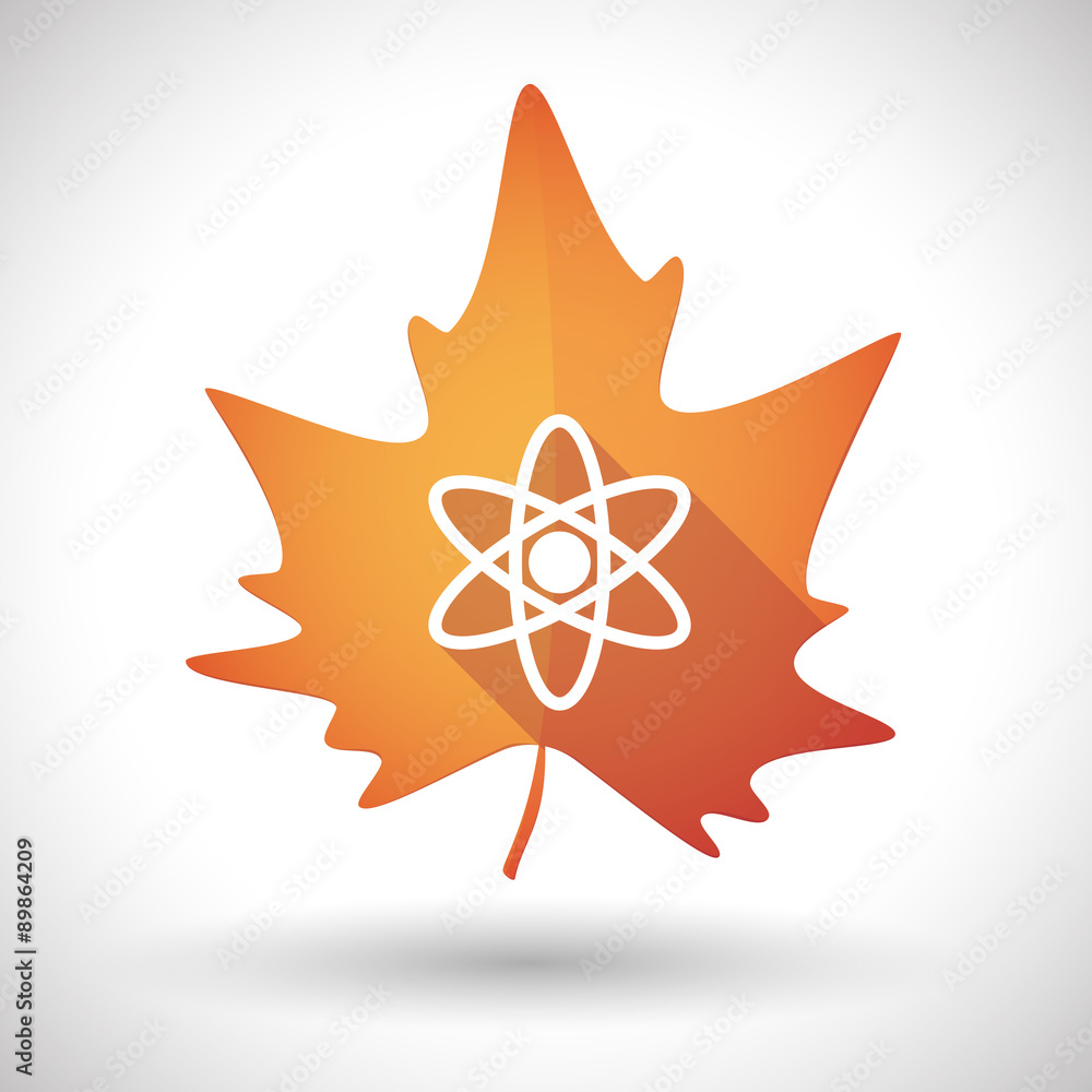 Fototapeta premium Autumn leaf icon with an atom