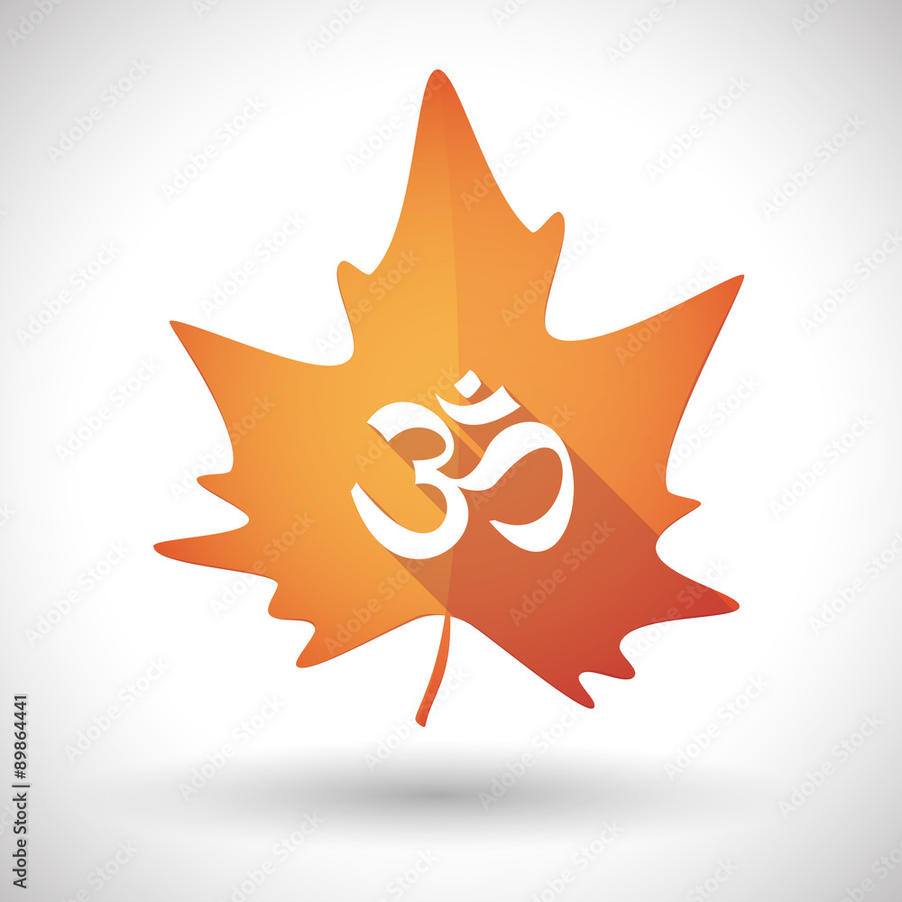 Autumn leaf icon with an om sign Autumn leaf icon with an om sign