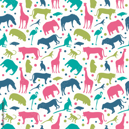 Animals silhouette seamless pattern.
