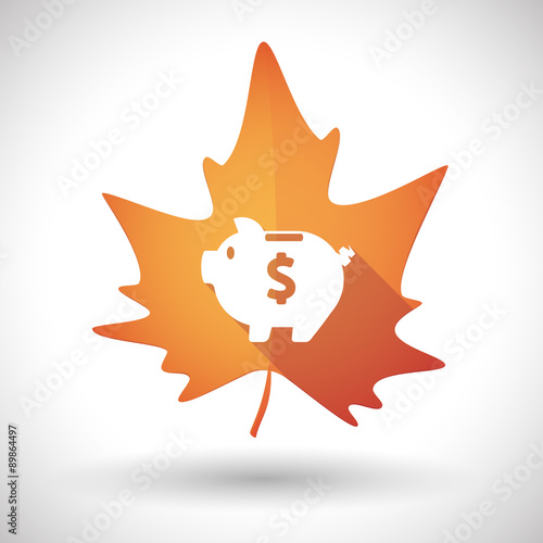 Autumn leaf icon with a piggy bank