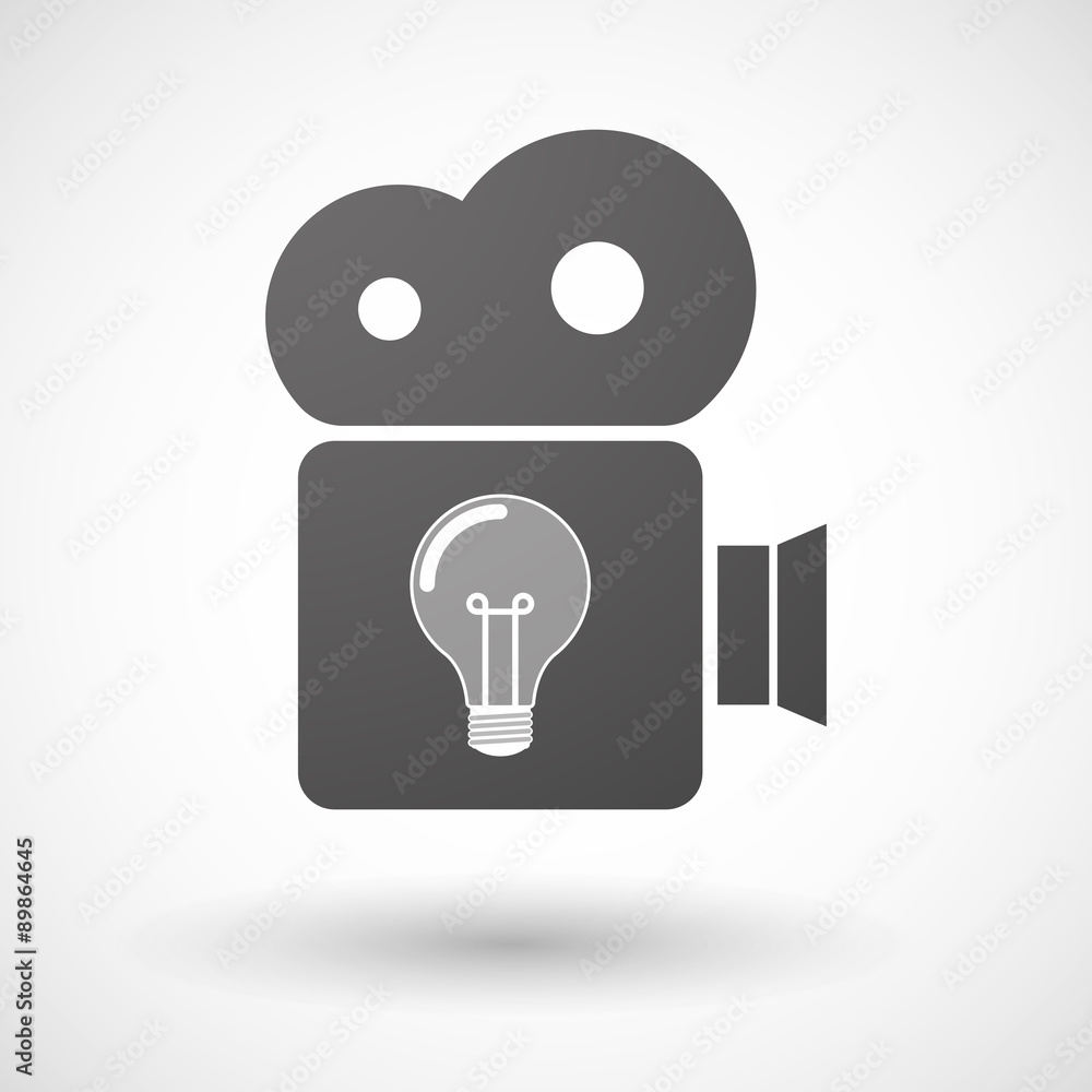 Cinema camera icon with a light bulb Cinema camera icon with a light bulb