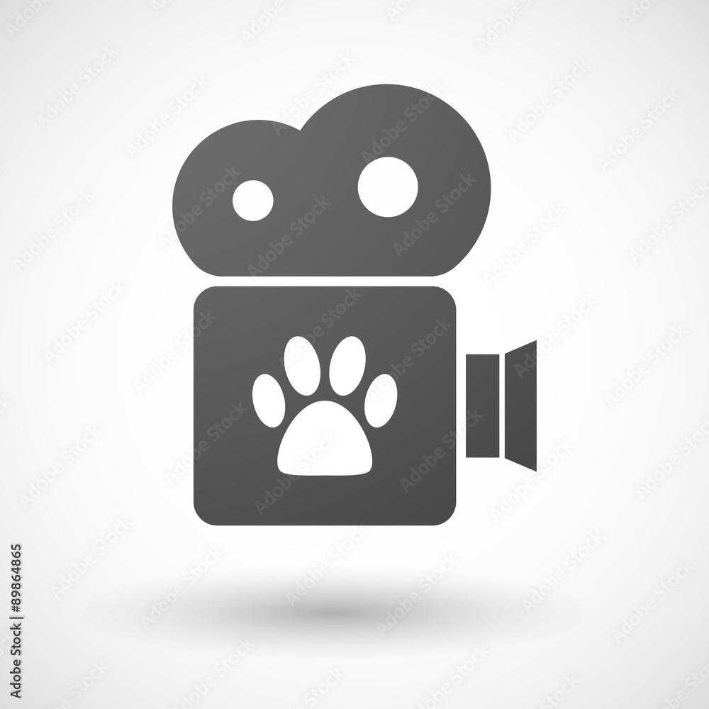 Cinema camera icon with an animal footprint Cinema camera icon with an animal footprint