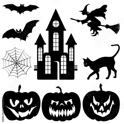halloween silhouettes set