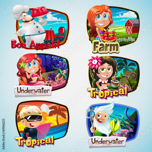 Set of cartoon character
