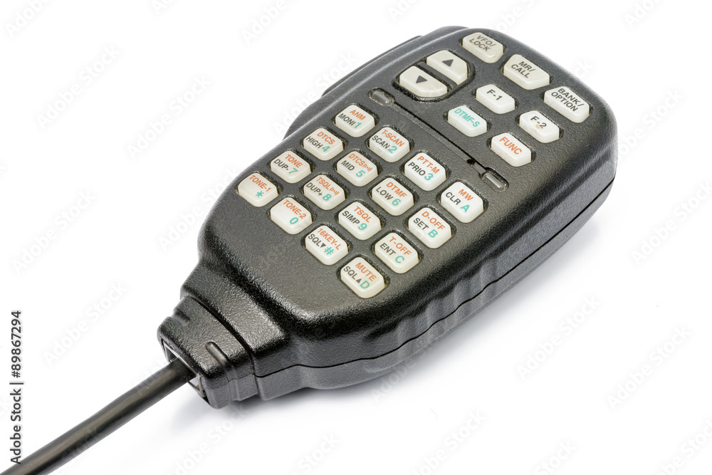 radio transceiver microphone on white background. radio transceiver microphone on white background.