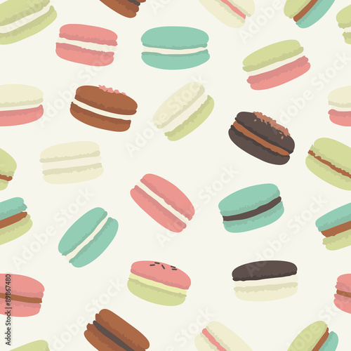 Seamless pattern with colorful macaroon. Vector illustration.