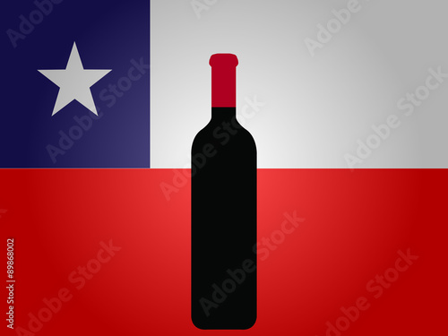 Chilean Flag with a Bottle of Wine EPS10