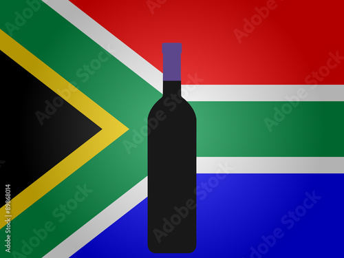South African Flag with a Bottle of Wine EPS10