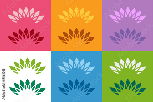 Abstract vector colored flower similar to sun logotype
