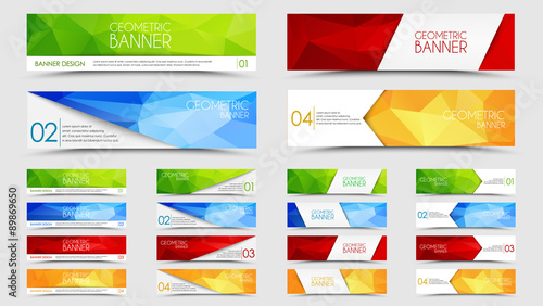 Big set of geometric polygonal banners