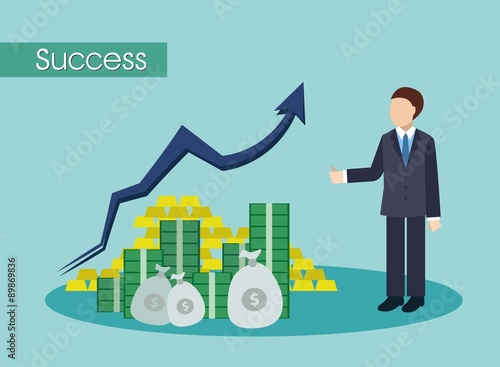 Just success - just money. Vector illustration.