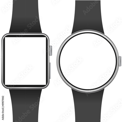 Smartwatch template with blank screen isolated on white backgrou