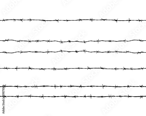 Black silhouette of the barbed wire, vector