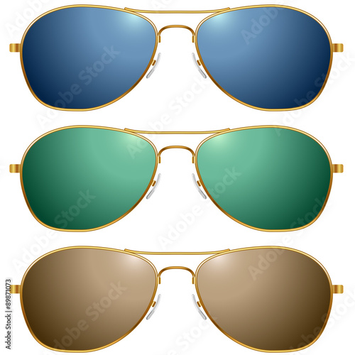 Color sunglasses vector set isolated on white background.