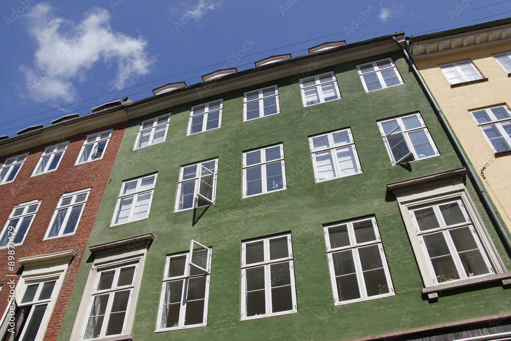 Façade d'immeuble à Copenhague, Danemark Façade d'immeuble à Copenhague, Danemark