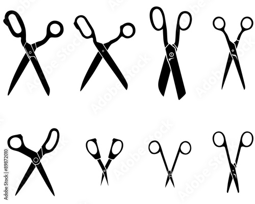 Different scissors silhouettes set