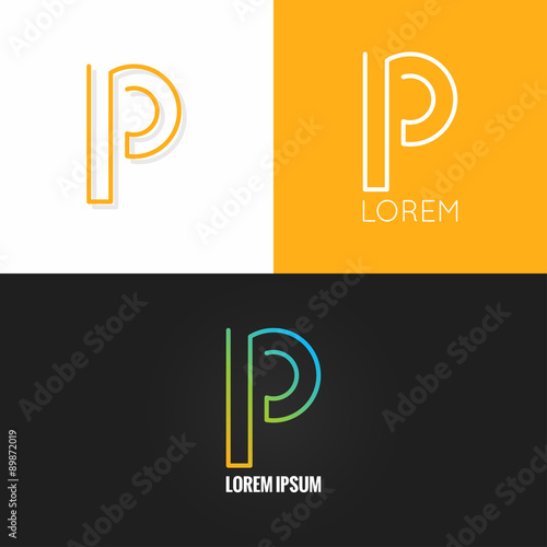 letter P logo alphabet design icon set background