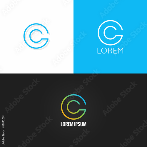 letter C logo alphabet design icon set background