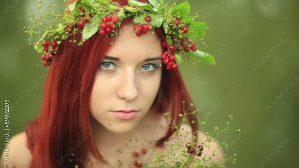 The girl with red hair close up. The girl with red hair close up.