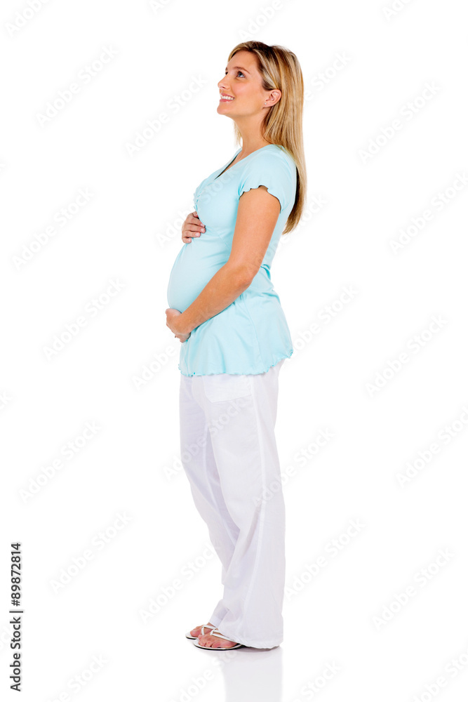 pregnant woman looking up