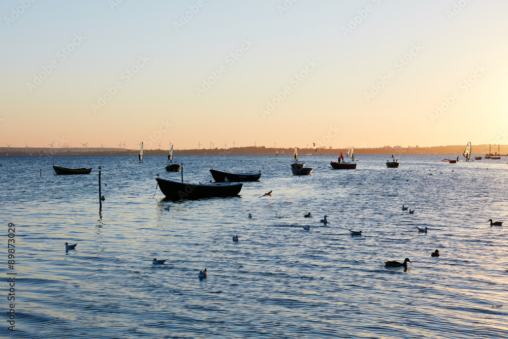 fishing boats, Baltic sea, Bay of Puck