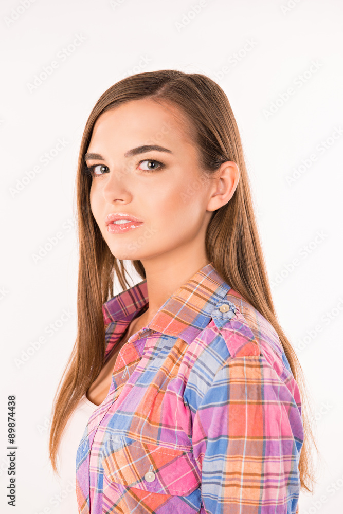 confident girl in shirt confident girl in shirt