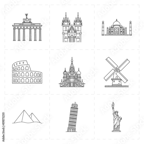9 flat landmark icons
