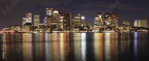 Boston skyline at night, USA