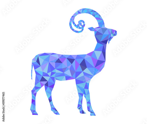 Vector New Year geometrical goat made of triangles