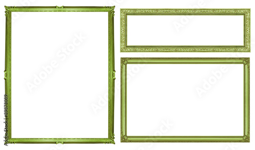 Fototapeta Naklejka Na Ścianę i Meble -  collection green vintage frame isolated on white background, cli