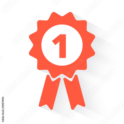 prize ribbon in orange with drop shadow on white