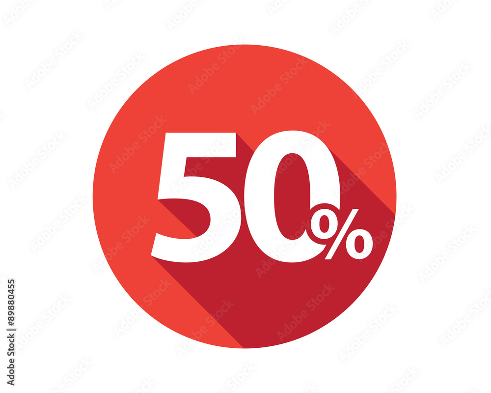 50 percent discount sale red circle - obrazy, fototapety, plakaty 