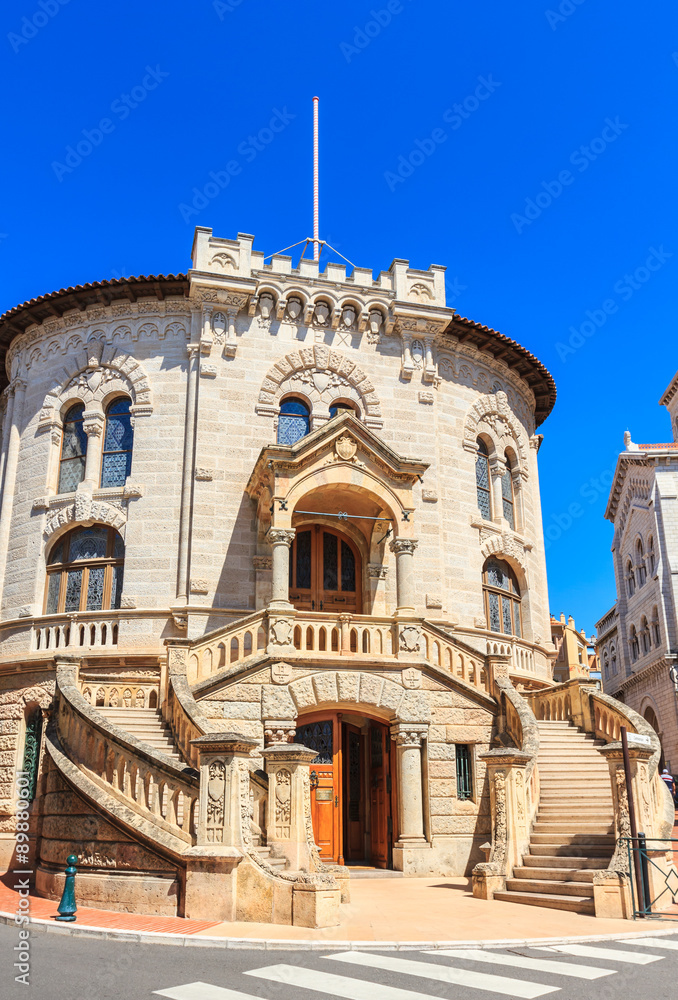 Front side of palace of Justice in Monte Carlo, Monaco in summertime.