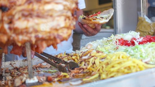 Man preparing kebab