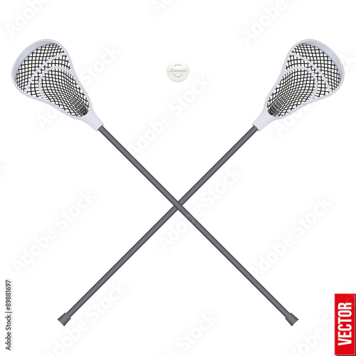 Lacrosse  sticks and ball. Equipment Front View