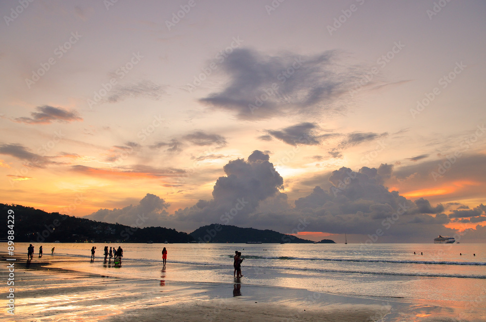 Sunset at the Patong beach, Phuket, Thailand.. Sunset at the Patong beach, Phuket, Thailand..